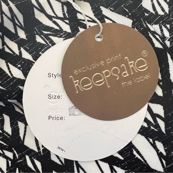 Keepsake the Label Black White Print Halter Dress NWT L-14 - Picture 4 of 8